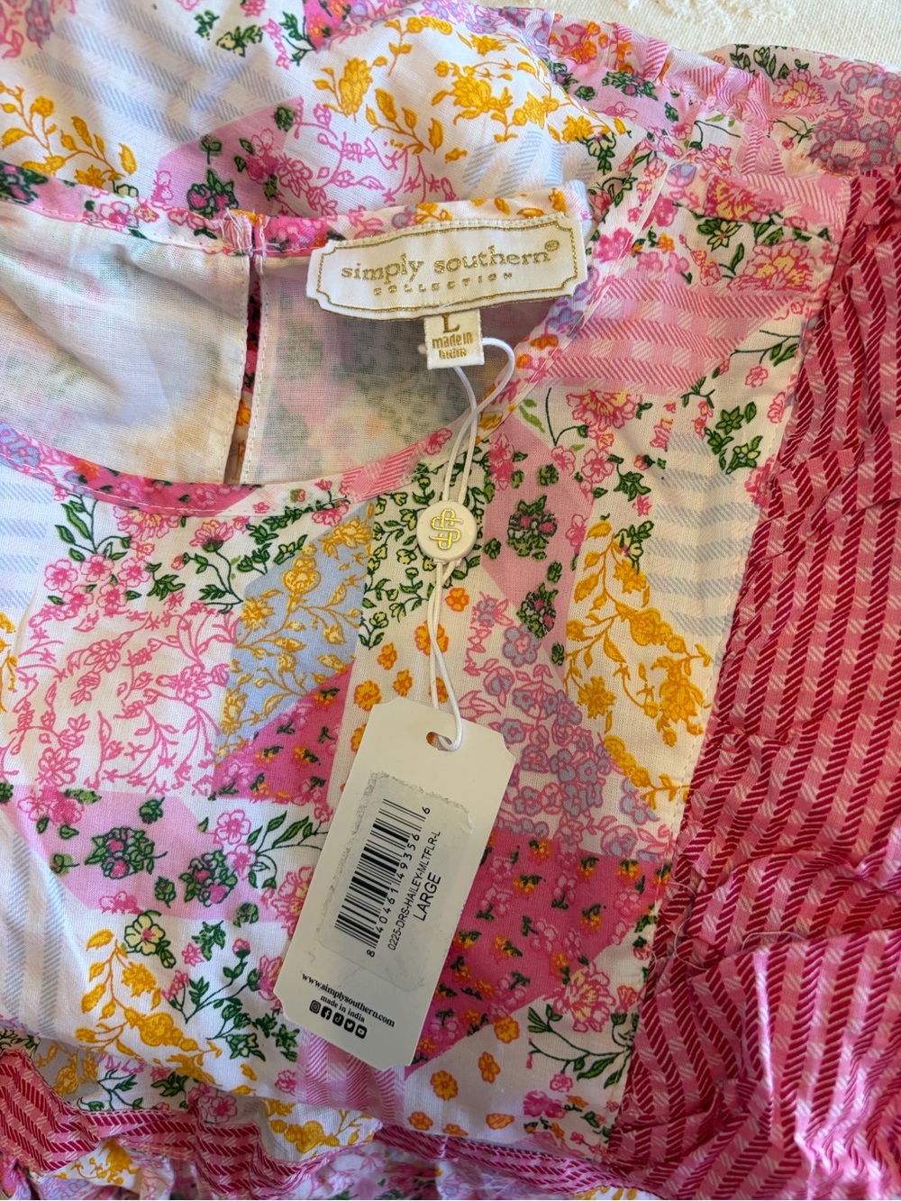 Simply Southern Pink Floral Tiered Ruffle Dress - Picture 3 of 10
